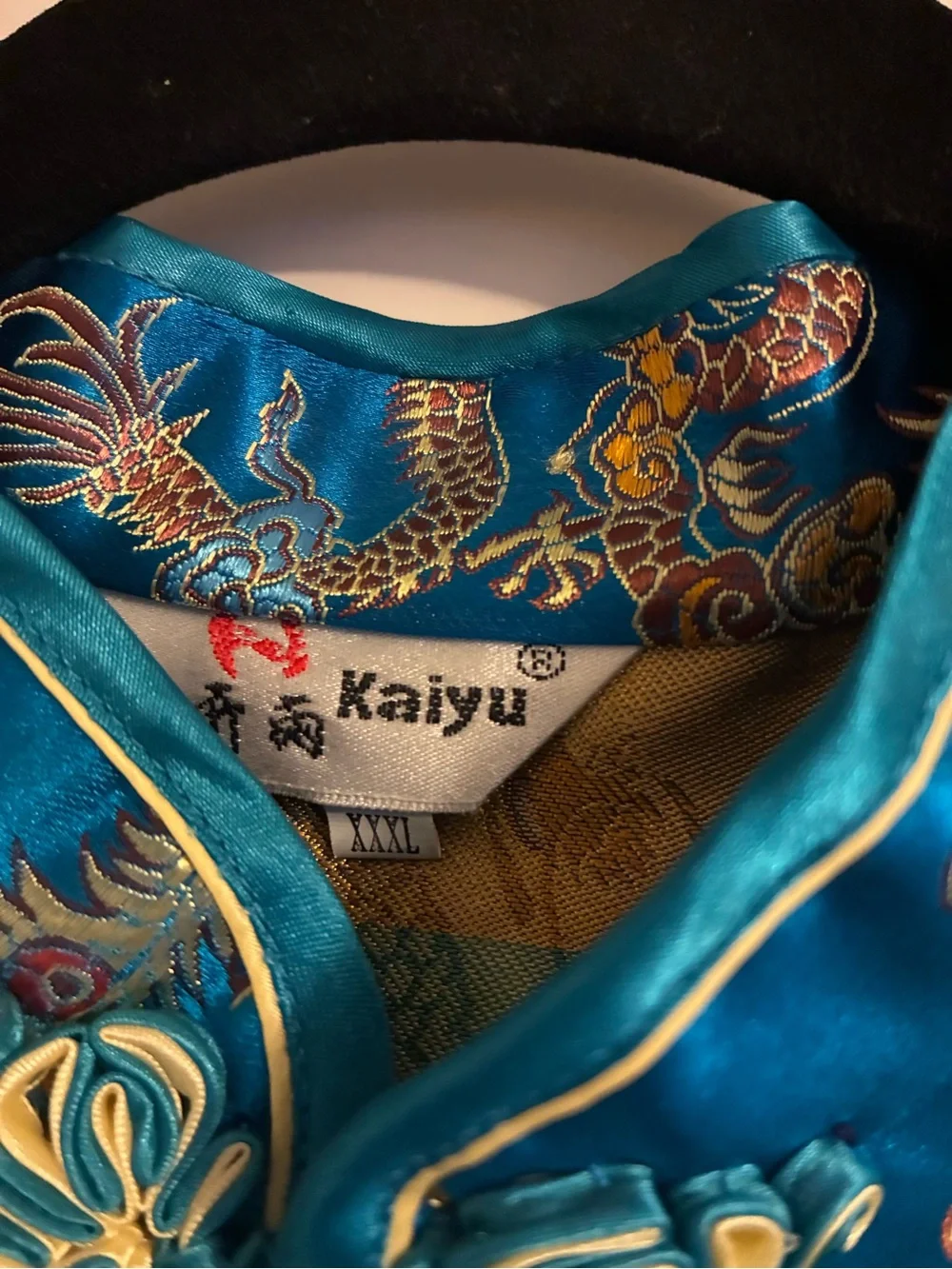 Blue Traditional Chinese Cheongsam Dress Kimono Dragon and Phoenix - Picture 4 of 13
